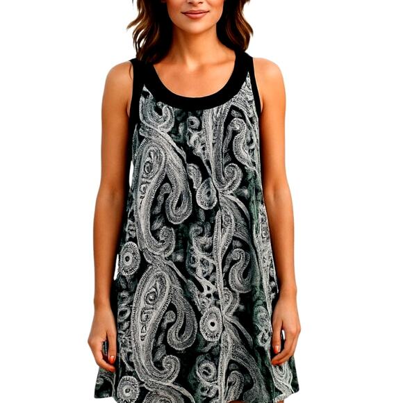 Essentials Medium Women's Sleeveless Black Maxi BOHO Sun Dress Miss Size 8 10 M - Picture 1 of 7